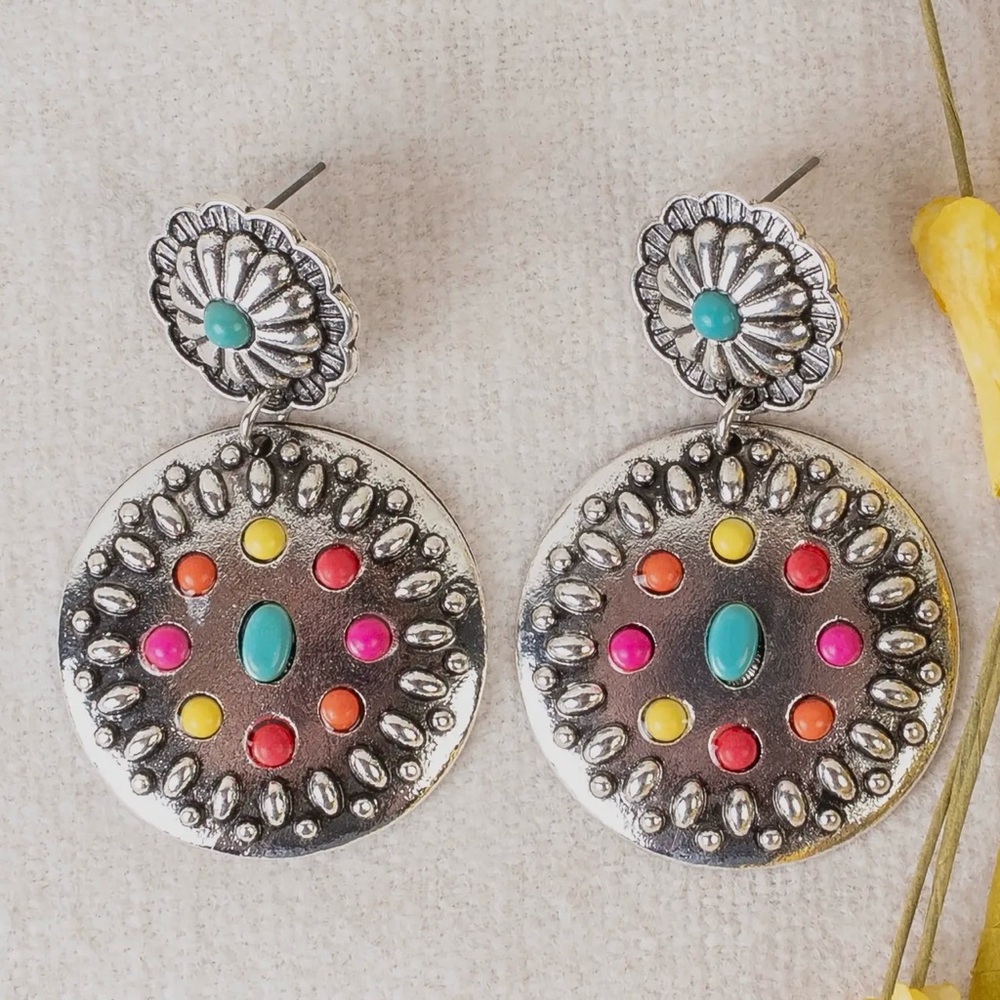 Colorful Silver-Tone Earrings
